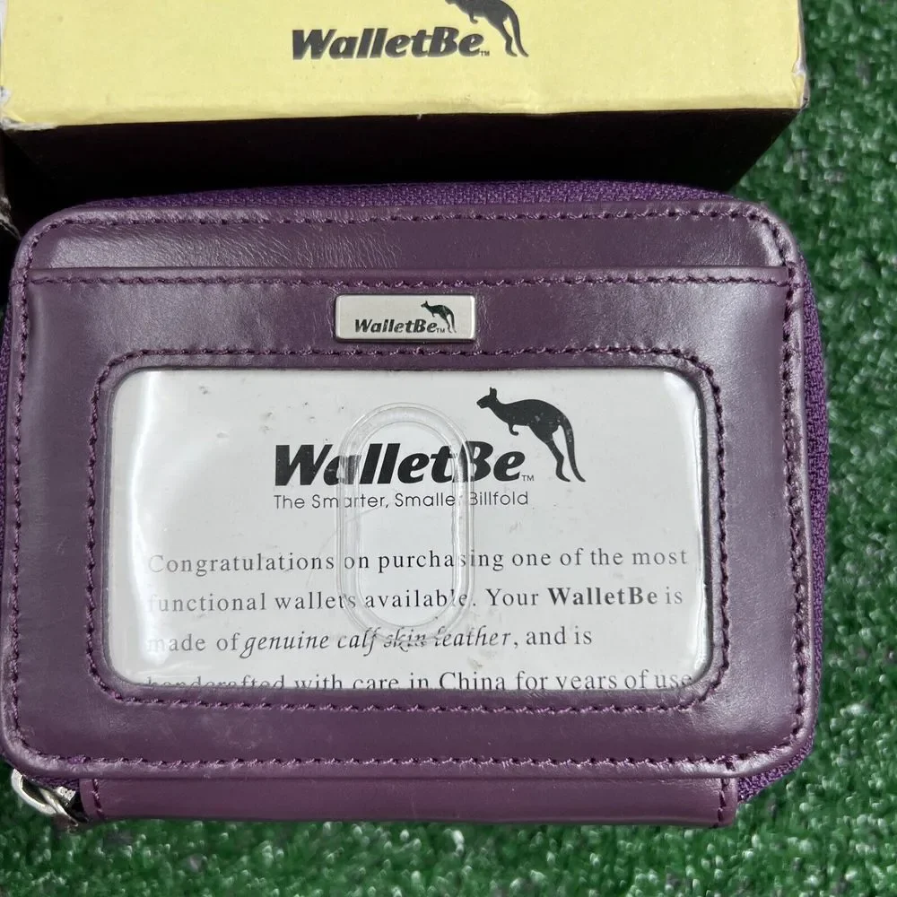 WalletBe Genuine Calf Skin Leather  Wallet Cell‎ Phone Case Purple New In Box